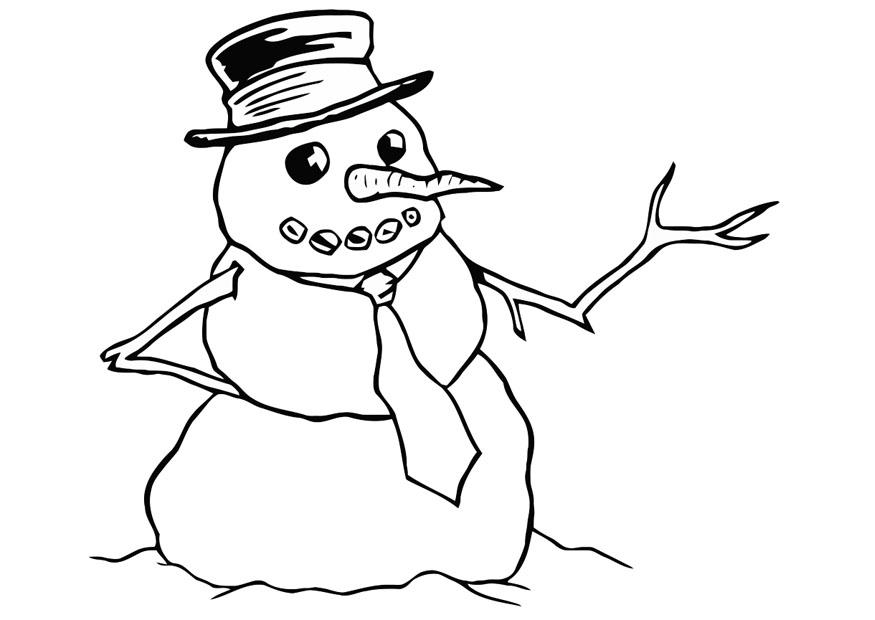 Dibujo para colorear muneco de nieve