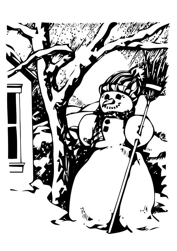 Dibujo para colorear muneco de nieve