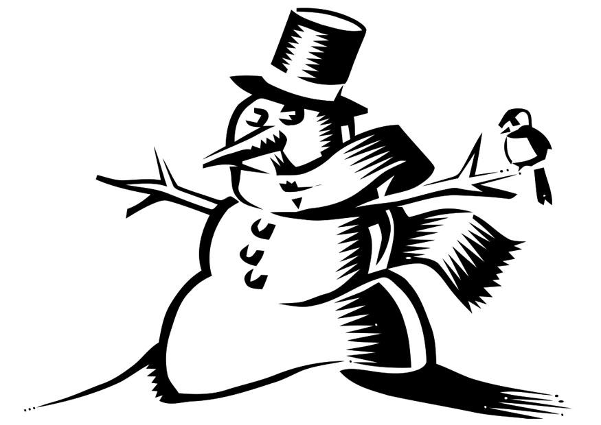 Dibujo para colorear muneco de nieve