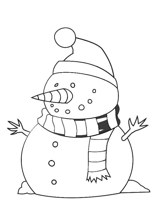 Dibujo para colorear muneco de nieve