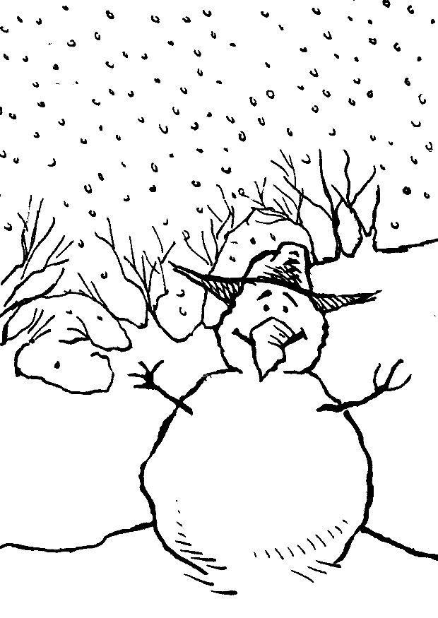 Dibujo para colorear muneco de nieve