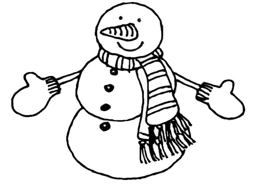 Dibujo para colorear muneco de nieve