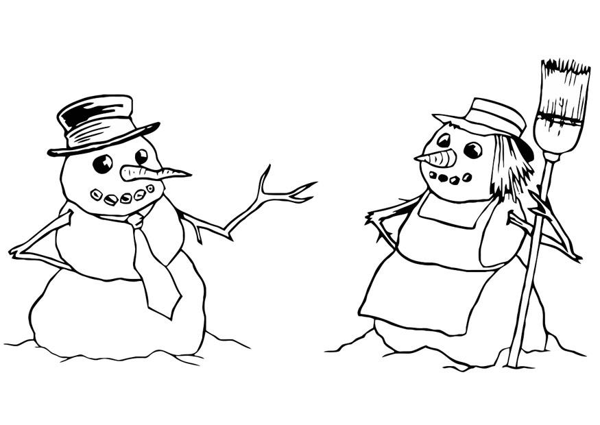 muneco de nieve y muneca de nieve Dibujo para colorear muneco de nieve y muneca de nieve