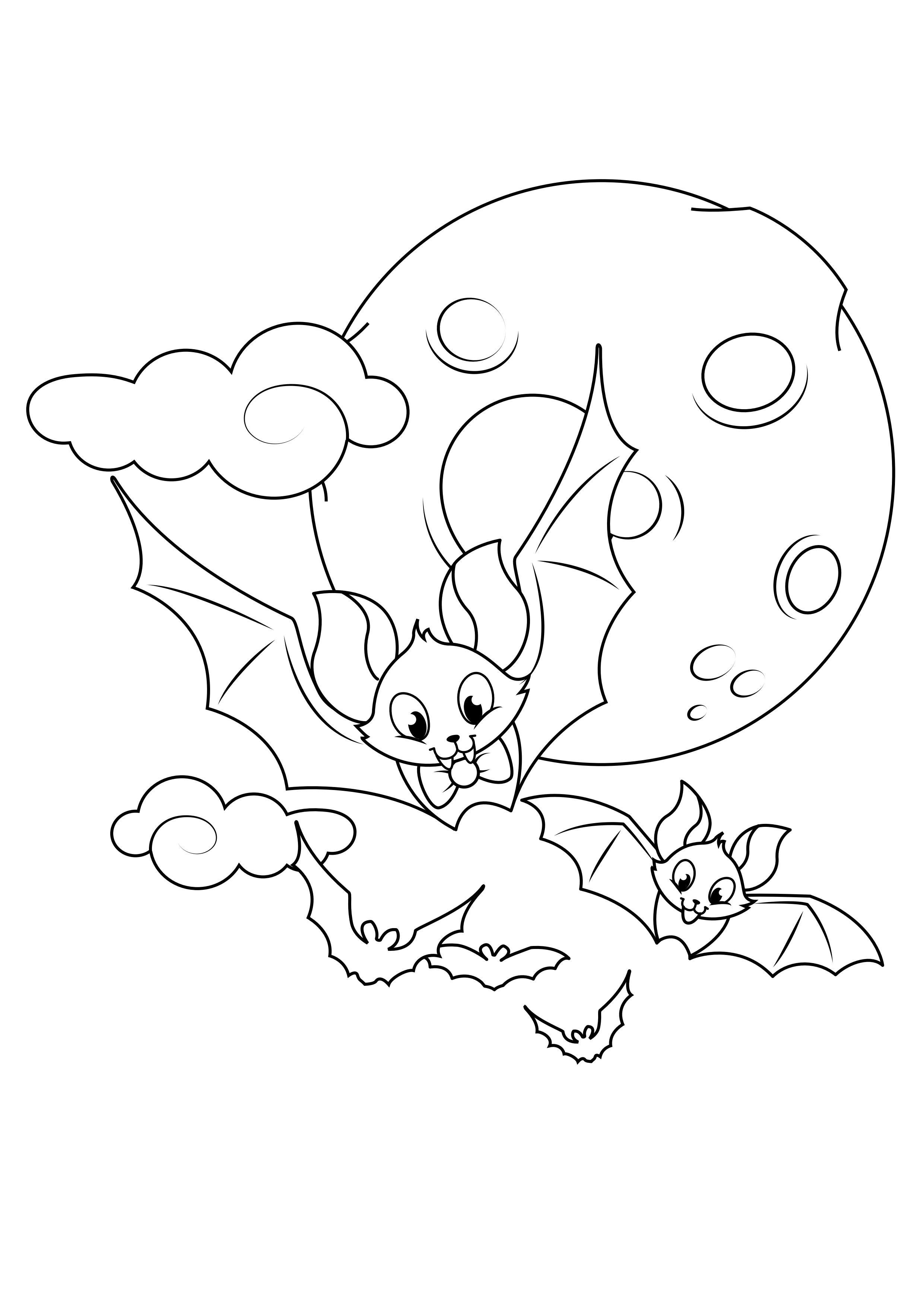 Dibujo para colorear murciA©lagos en luna llena