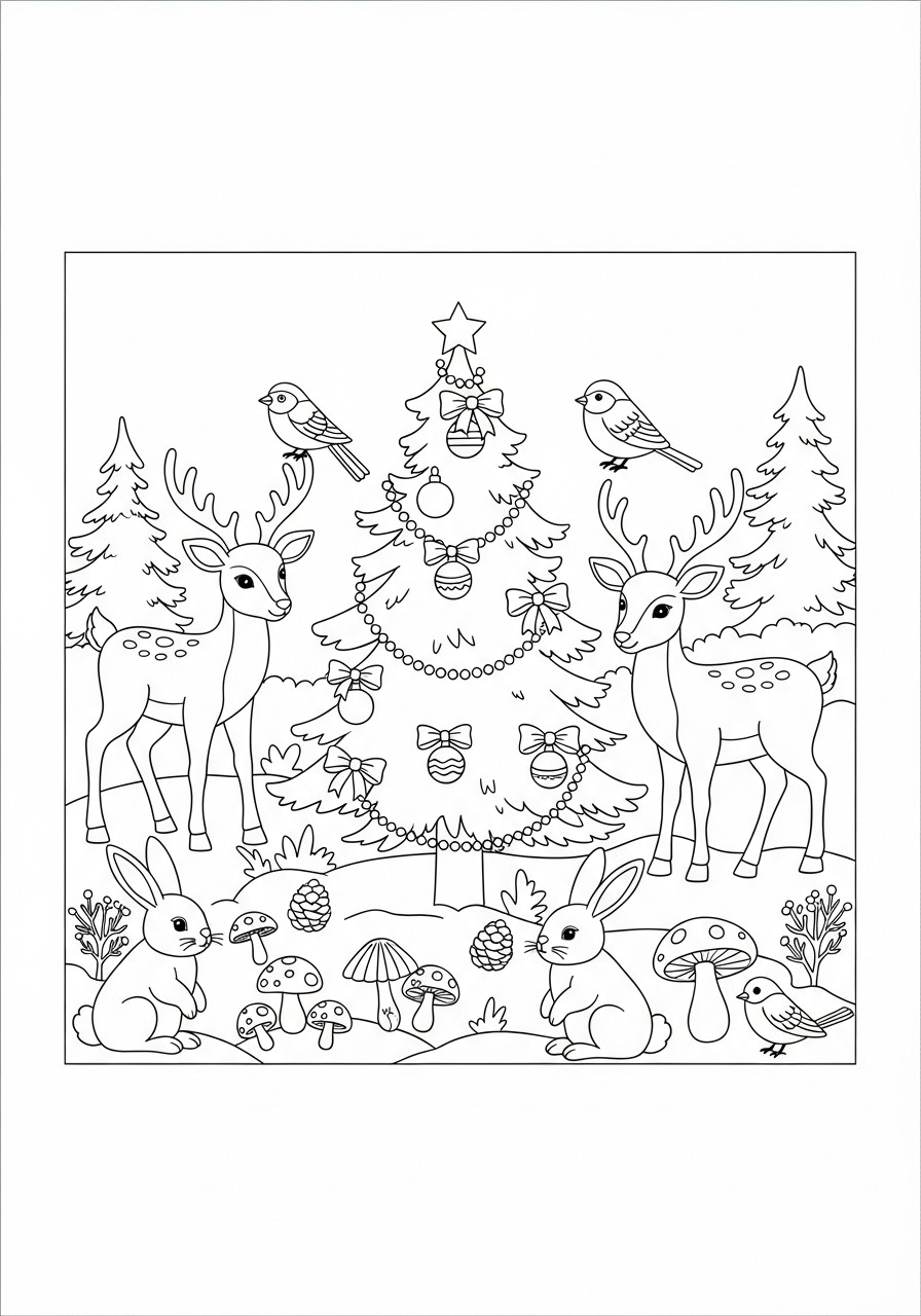 navidad en el bosque Dibujo para colorear navidad en el bosque