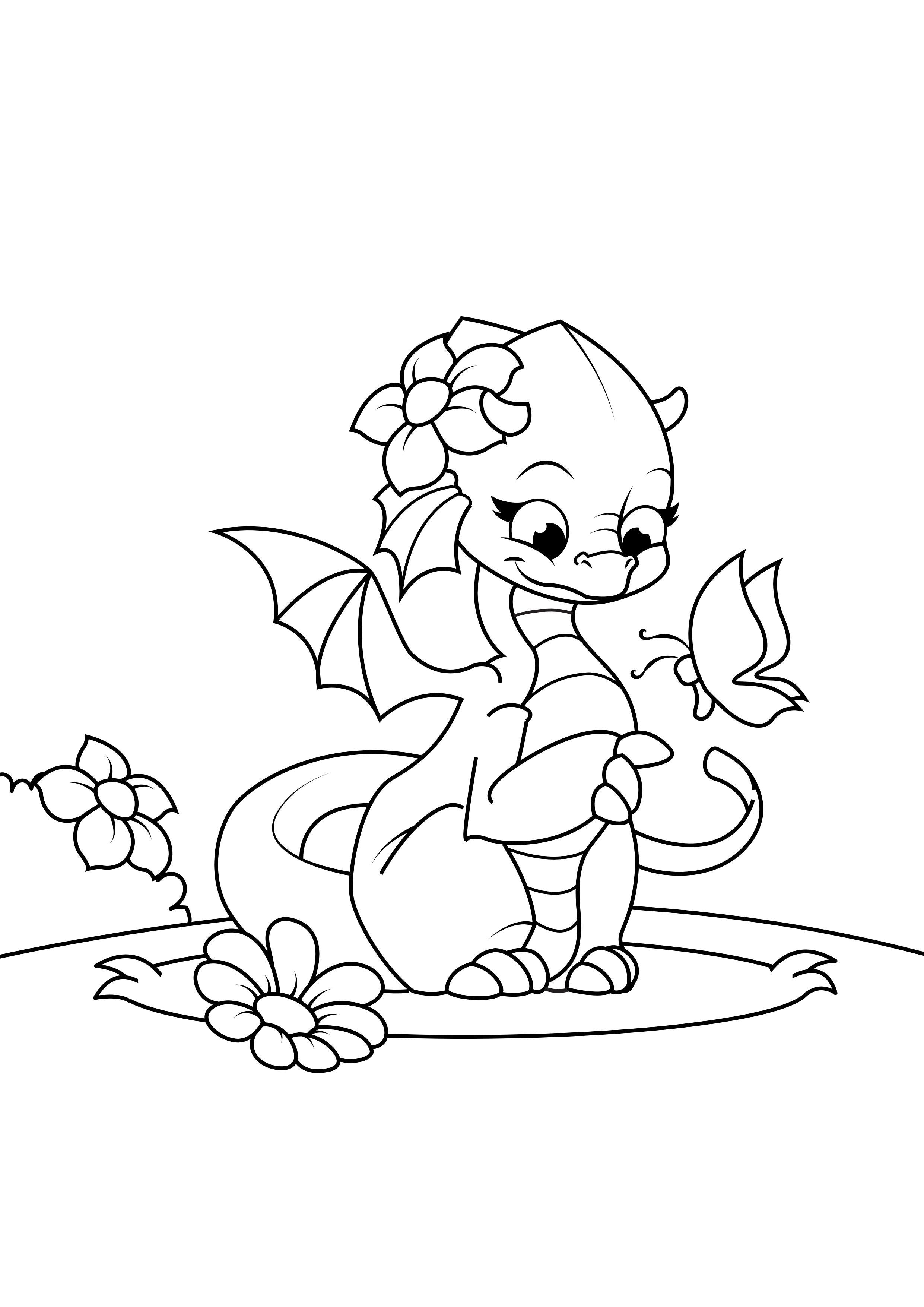 nina dragA³n con mariposa Dibujo para colorear nina dragA³n con mariposa