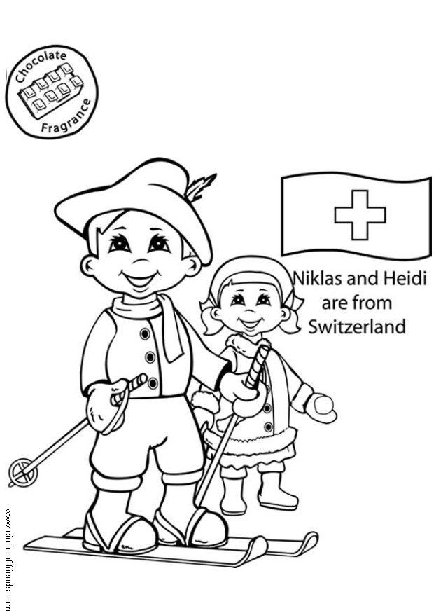 niklas y heidi de suiza Dibujo para colorear niklas y heidi de suiza