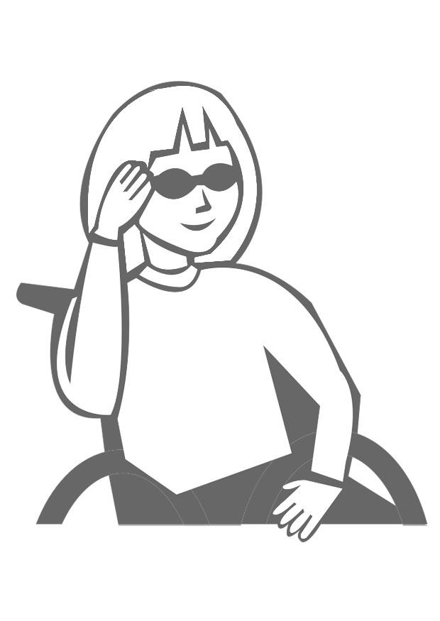 Dibujo para colorear nina con gafas de sol