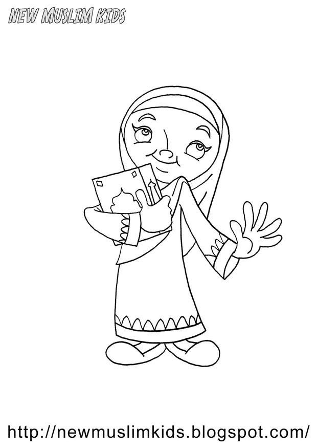 Dibujo para colorear nina musulmana