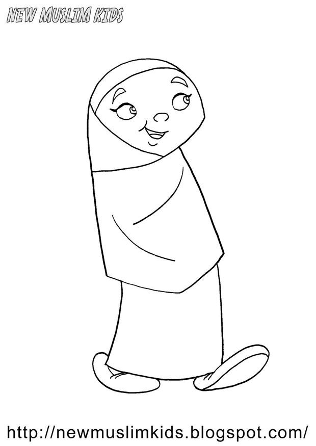nina musulmana Dibujo para colorear nina musulmana
