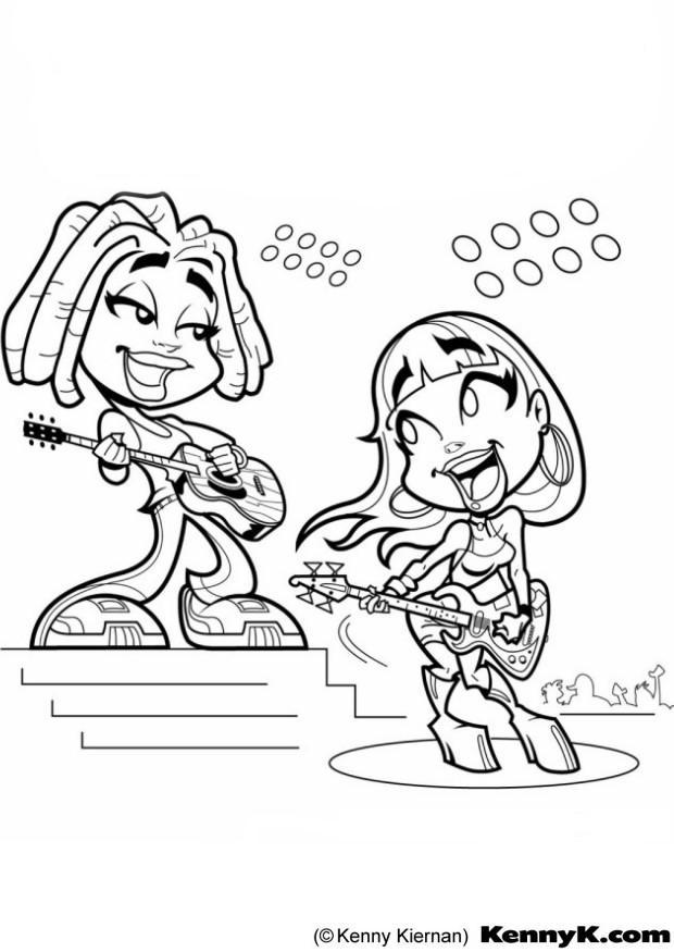 ninas con guitarra Dibujo para colorear ninas con guitarra
