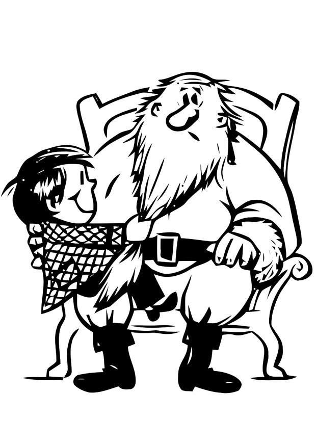 nino con papA¡ noel Dibujo para colorear nino con papA¡ noel