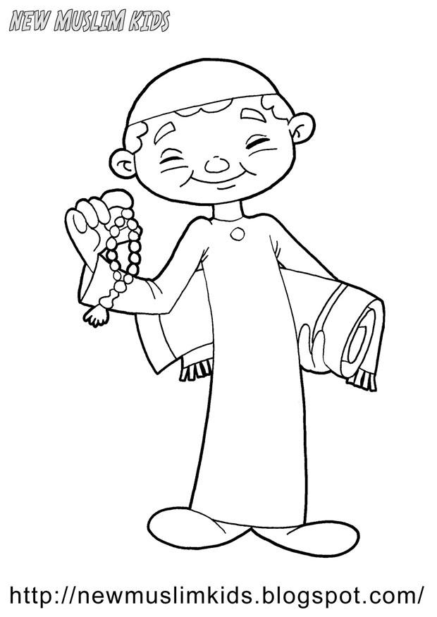 Dibujo para colorear nino musulmA¡n