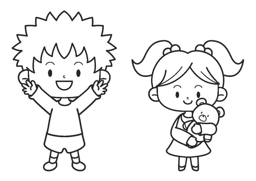 nino y nina Dibujo para colorear nino y nina