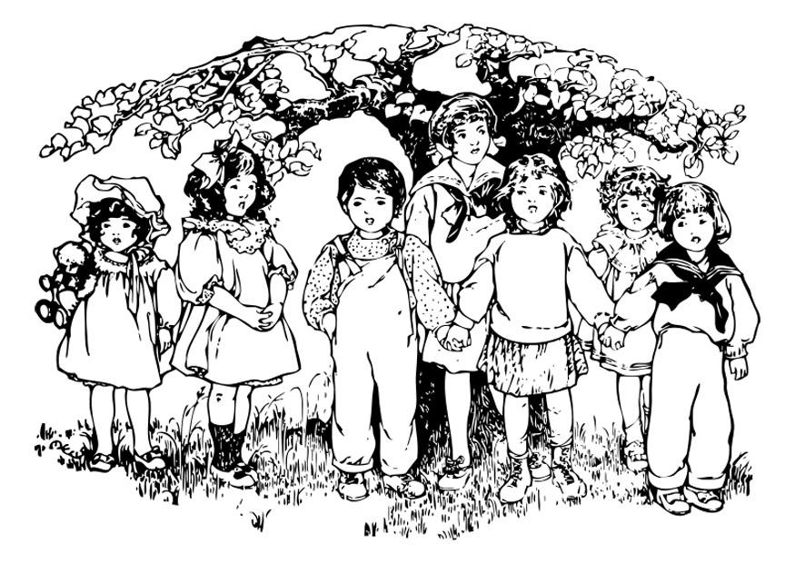 ninos debajo del A¡rbol Dibujo para colorear ninos debajo del A¡rbol
