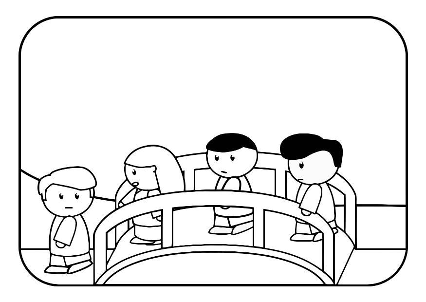 ninos en puente Dibujo para colorear ninos en puente