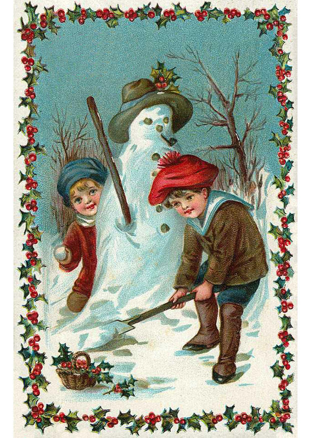 ninos haciendo muneco de nieve Imagen ninos haciendo muneco de nieve
