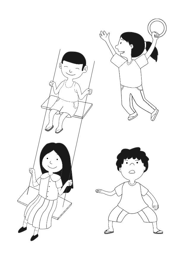 ninos jugando Dibujo para colorear ninos jugando