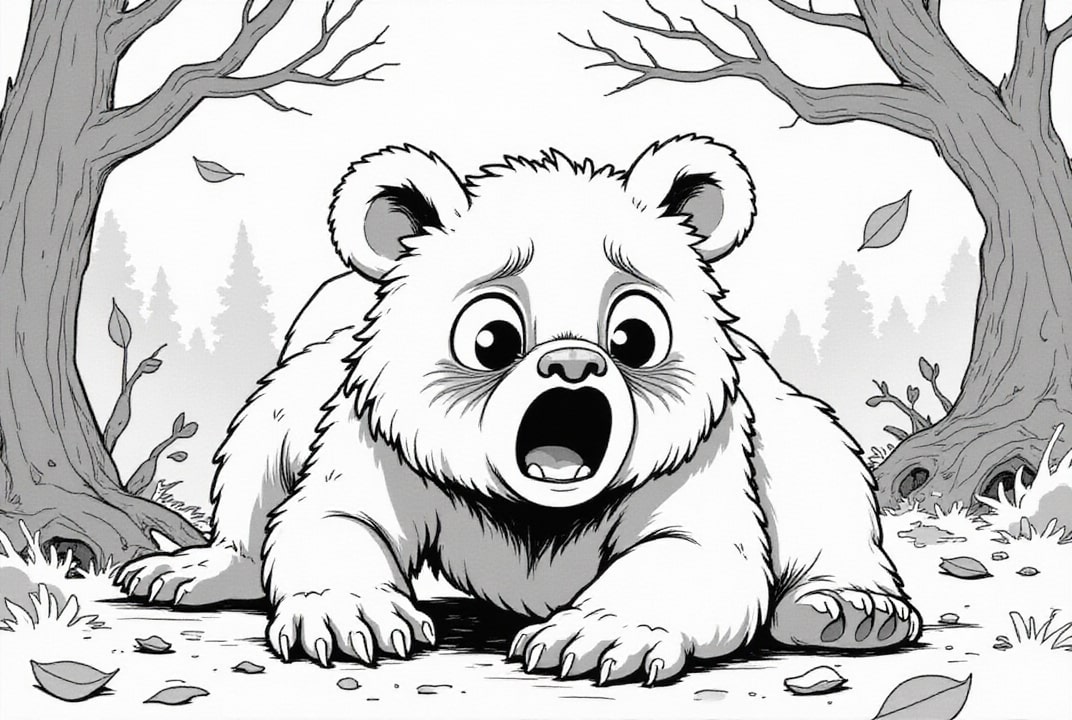 oso asustado Dibujo para colorear oso asustado