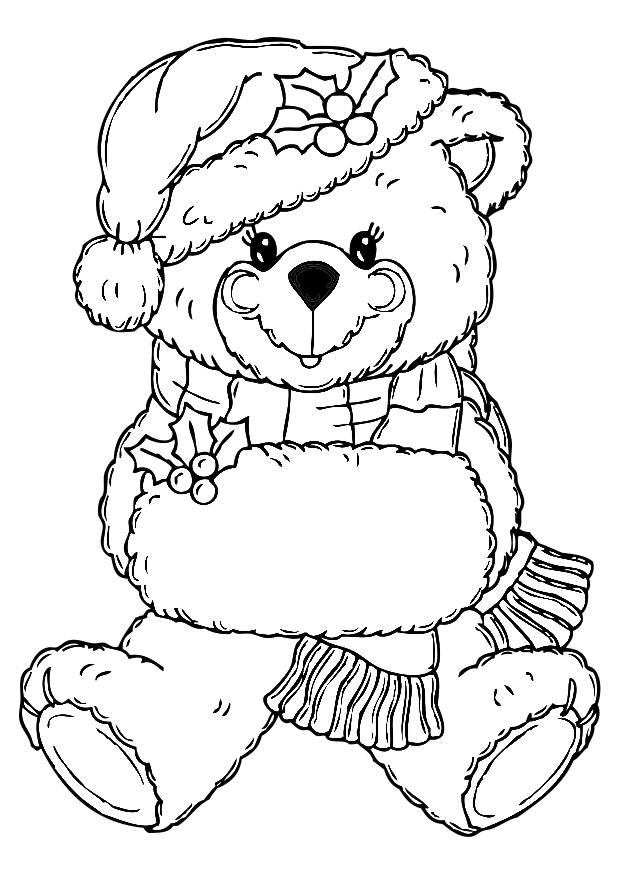 oso de navidad Dibujo para colorear oso de navidad