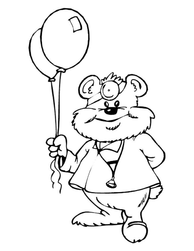 Dibujo para colorear oso doctor