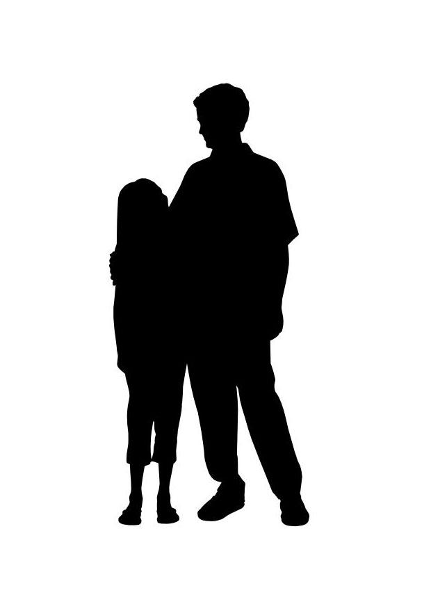 padre con hija Dibujo para colorear padre con hija