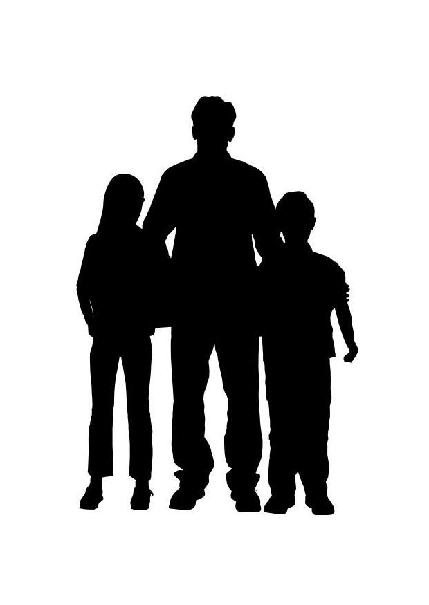 padre con hijo e hija Dibujo para colorear padre con hijo e hija