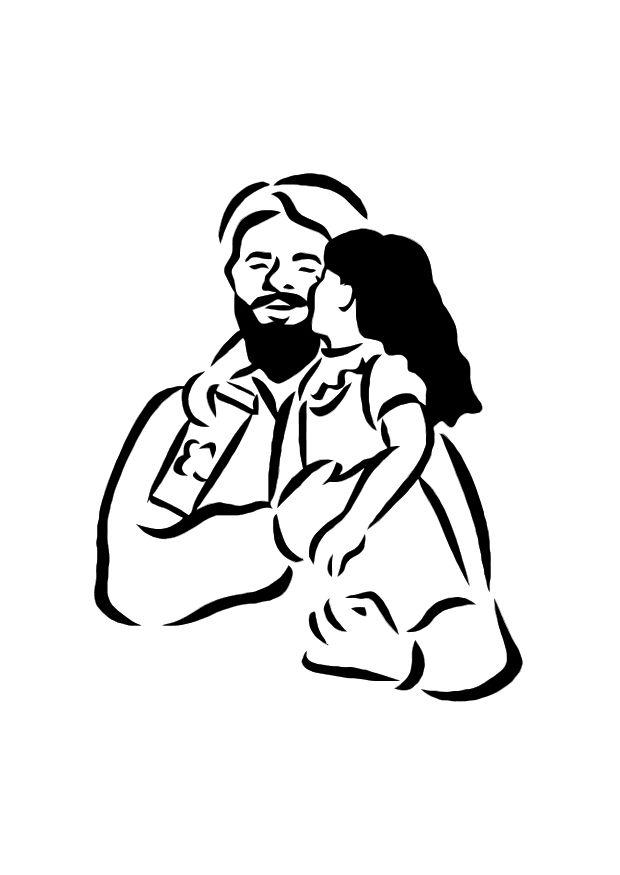 Dibujo para colorear padre e hija