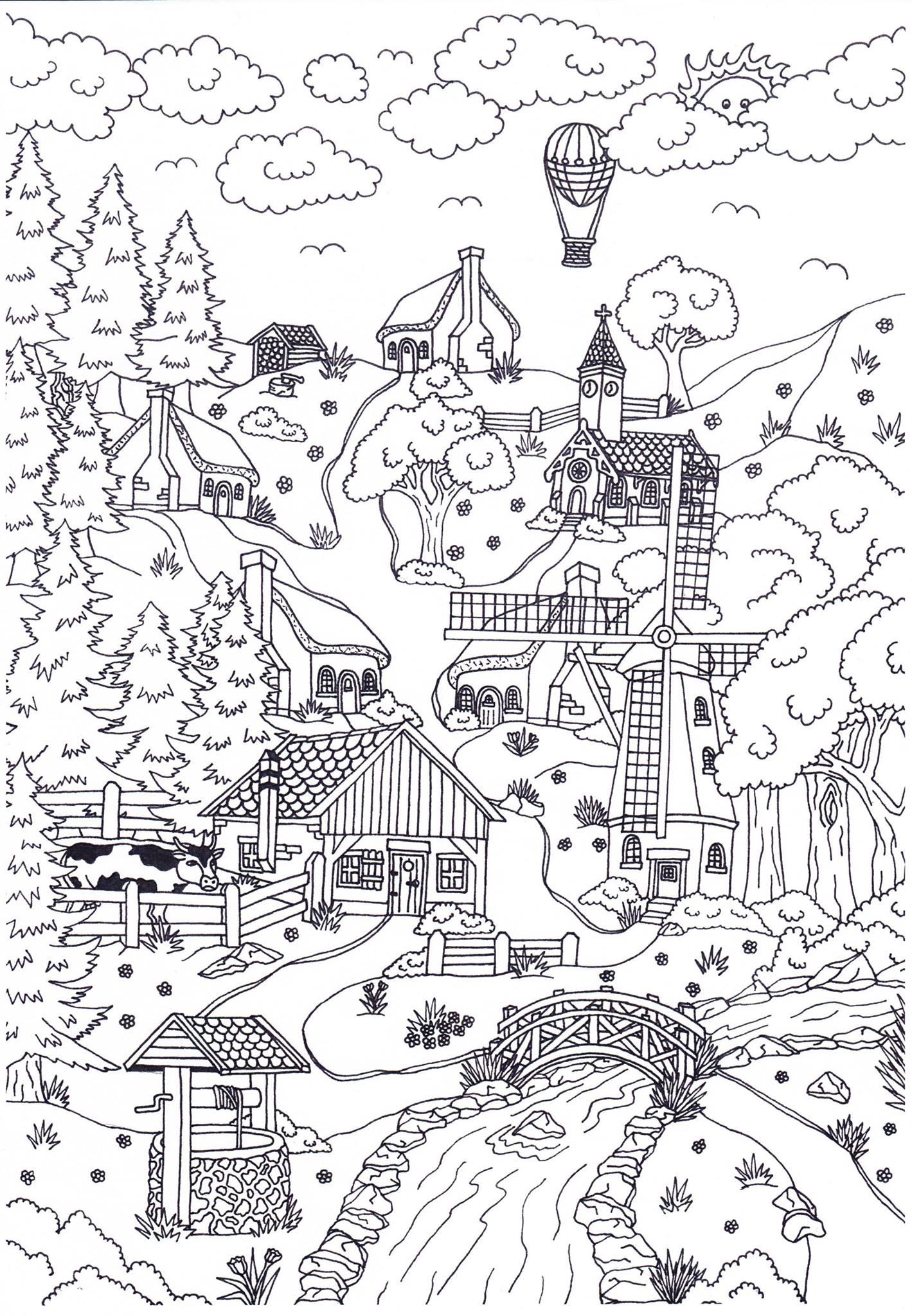 paisaje Dibujo para colorear paisaje
