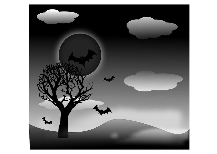 paisaje de halloween Dibujo para colorear paisaje de halloween