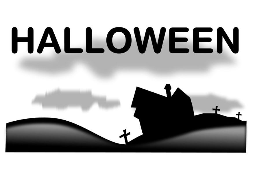 Dibujo para colorear paisaje de halloween