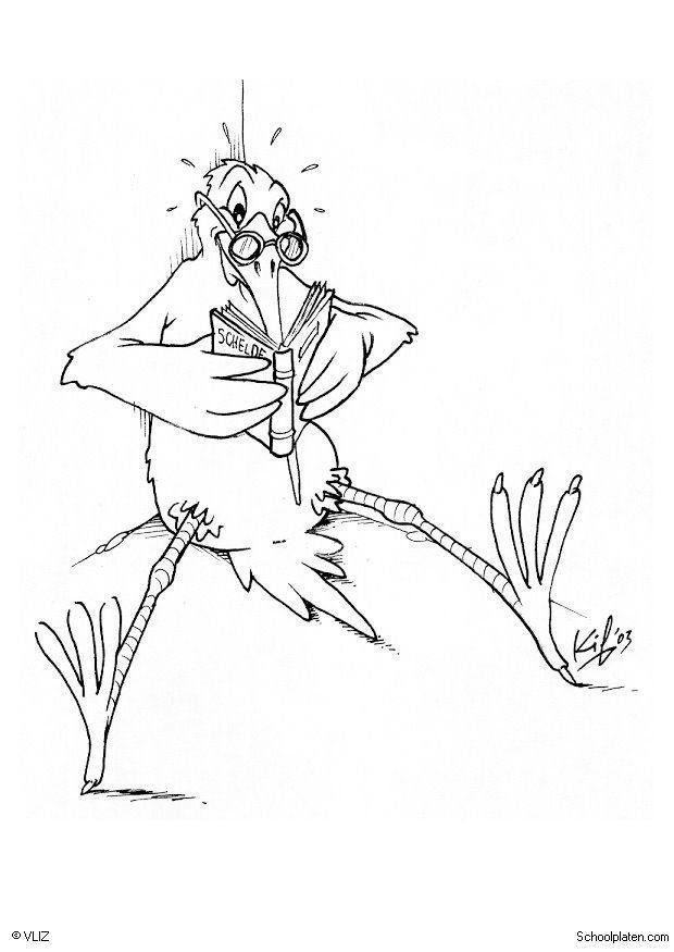 Dibujo para colorear pA¡jaro con libro