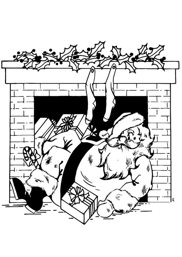 papA¡ noel en chimenea Dibujo para colorear papA¡ noel en chimenea