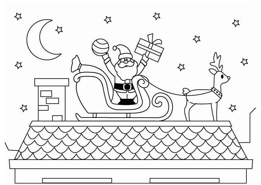 papA¡ noel en el tejado Dibujo para colorear papA¡ noel en el tejado