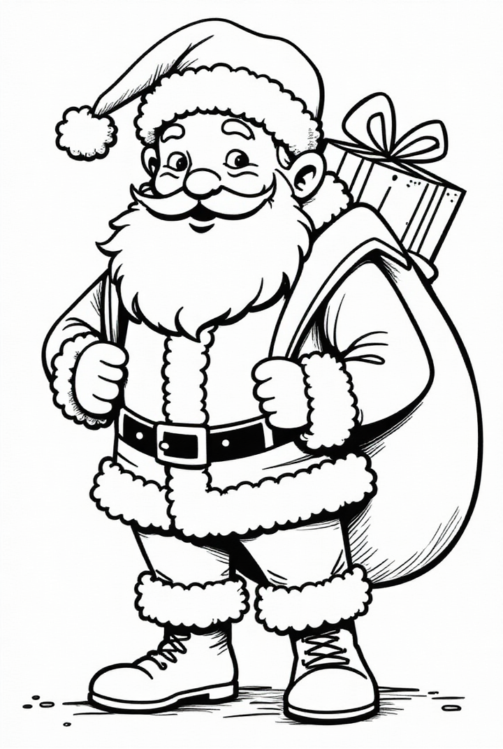 papA¡ noel en la carretera Dibujo para colorear papA¡ noel en la carretera