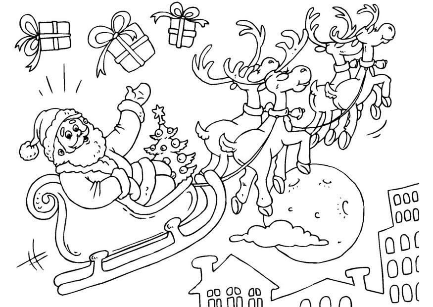 papA¡ noel en trineo Dibujo para colorear papA¡ noel en trineo