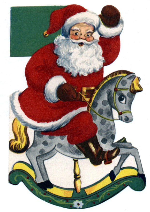 papA¡ noel sobre caballo balancAn Imagen papA¡ noel sobre caballo balancAn