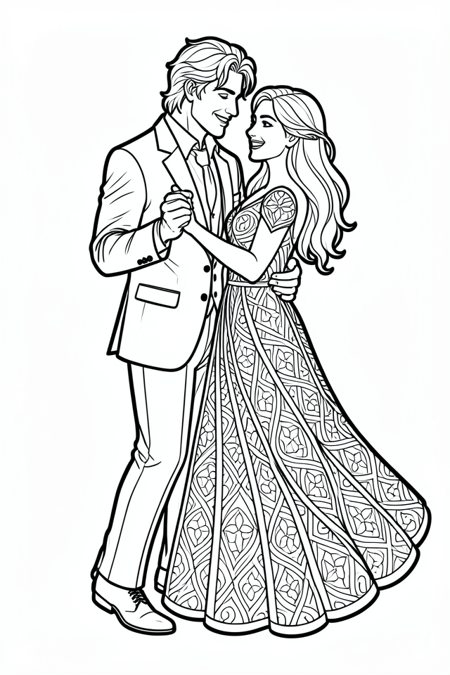 pareja bailando Dibujo para colorear pareja bailando