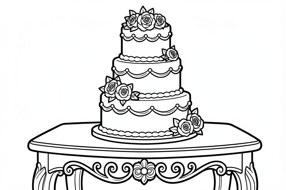 pastel de bodas Dibujo para colorear pastel de bodas