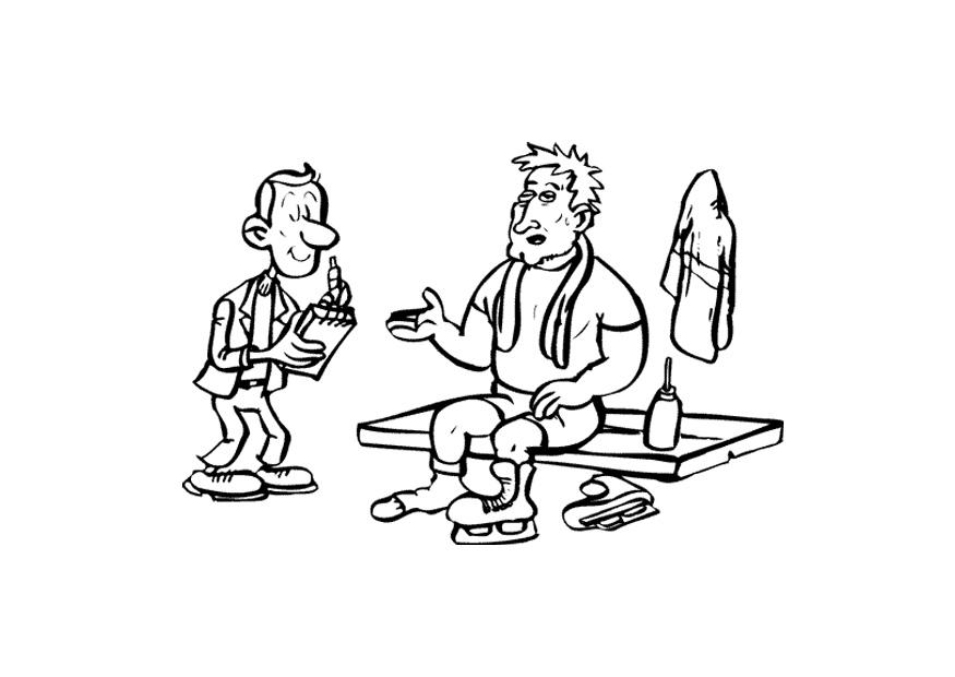 Dibujo para colorear patinador con periodista