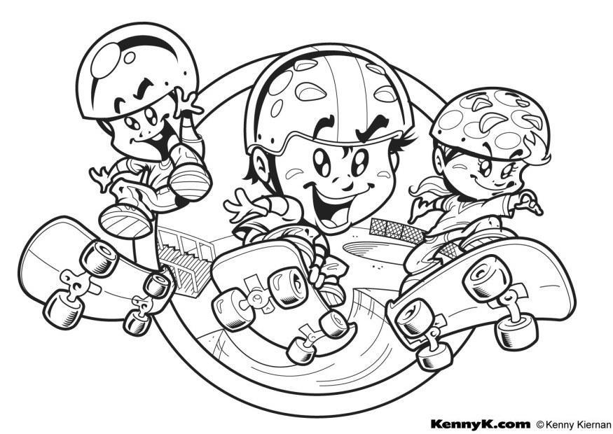 Dibujo para colorear patinador de monopatA­n