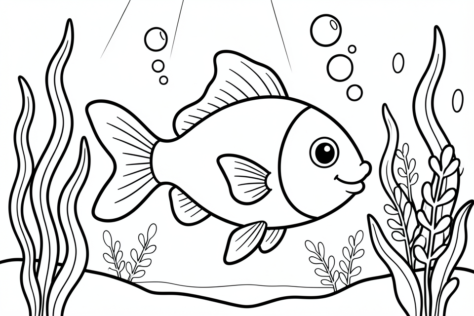 peces en el agua Dibujo para colorear peces en el agua