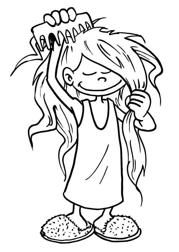 peinarse Dibujo para colorear peinarse