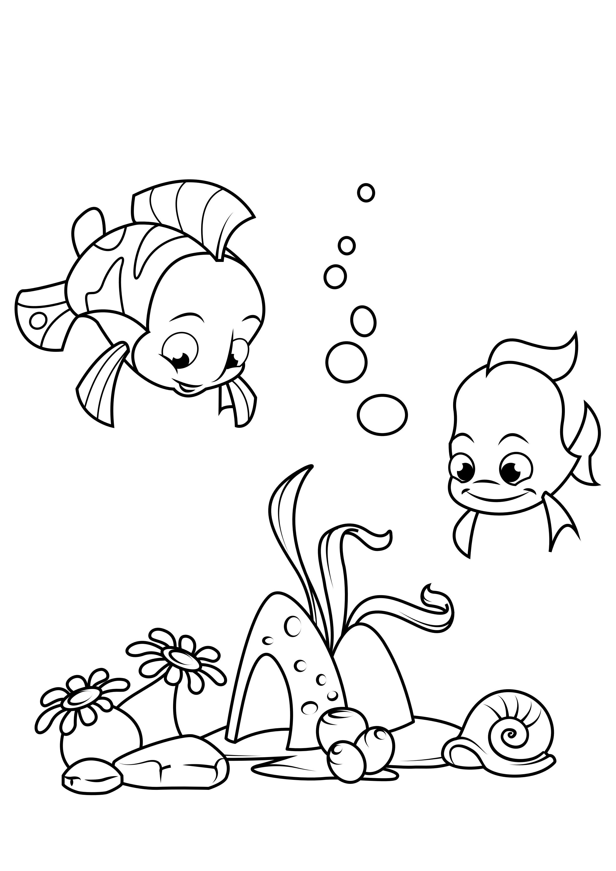 pescado en el mar Dibujo para colorear pescado en el mar