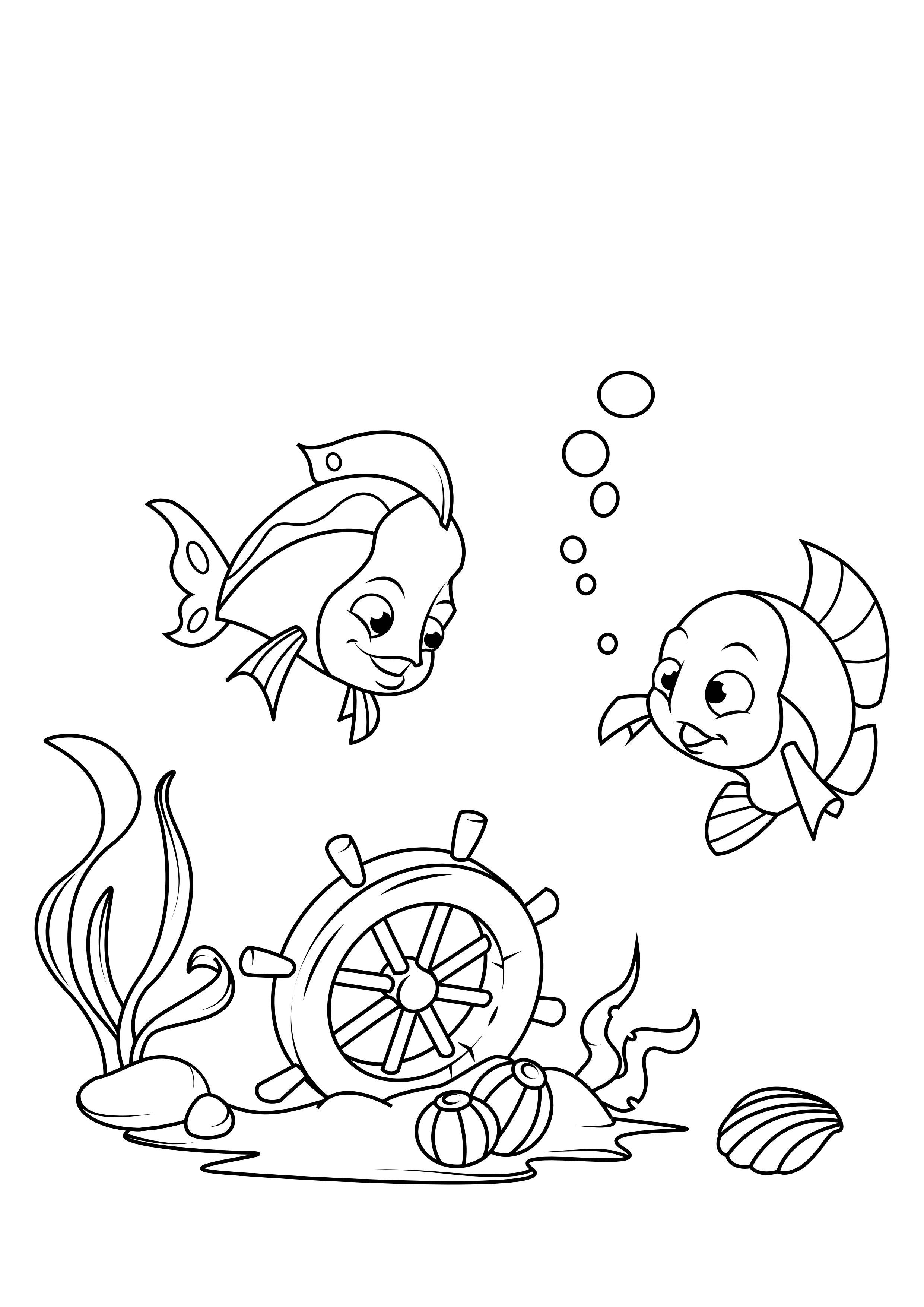 pescado y volante Dibujo para colorear pescado y volante