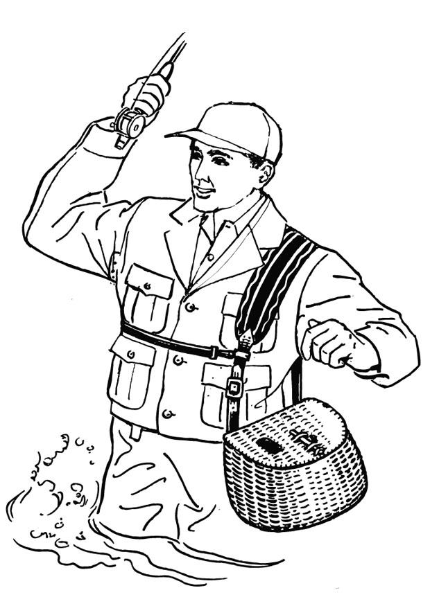 Dibujo para colorear pescador