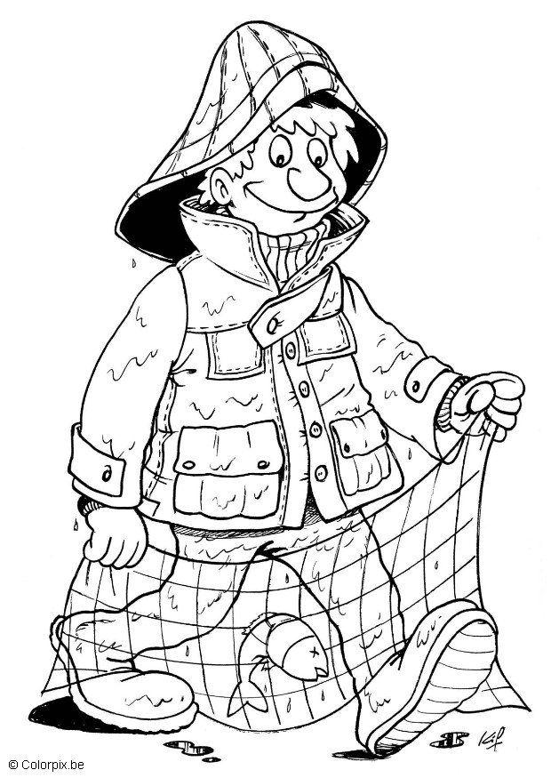 Dibujo para colorear pescador