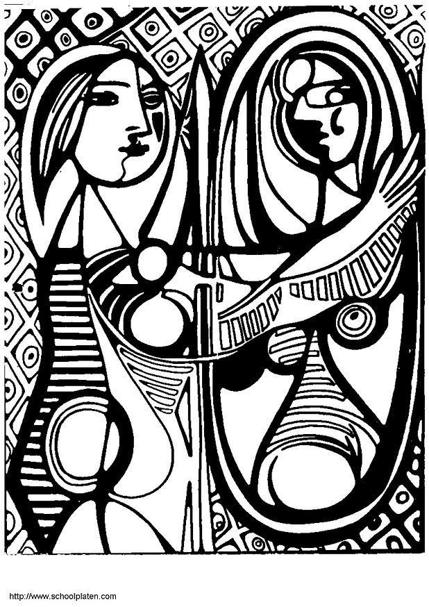 picasso - nina frente al espejo Dibujo para colorear picasso - nina frente al espejo