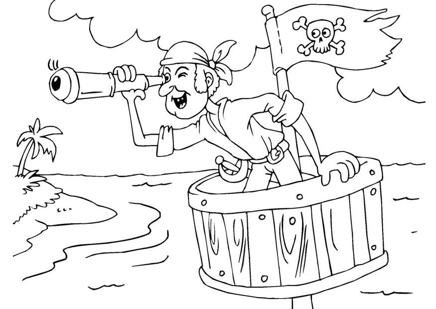 pirata en puesto de guardia Dibujo para colorear pirata en puesto de guardia