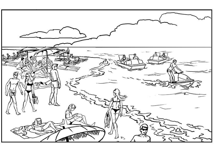 playa y mar Dibujo para colorear playa y mar